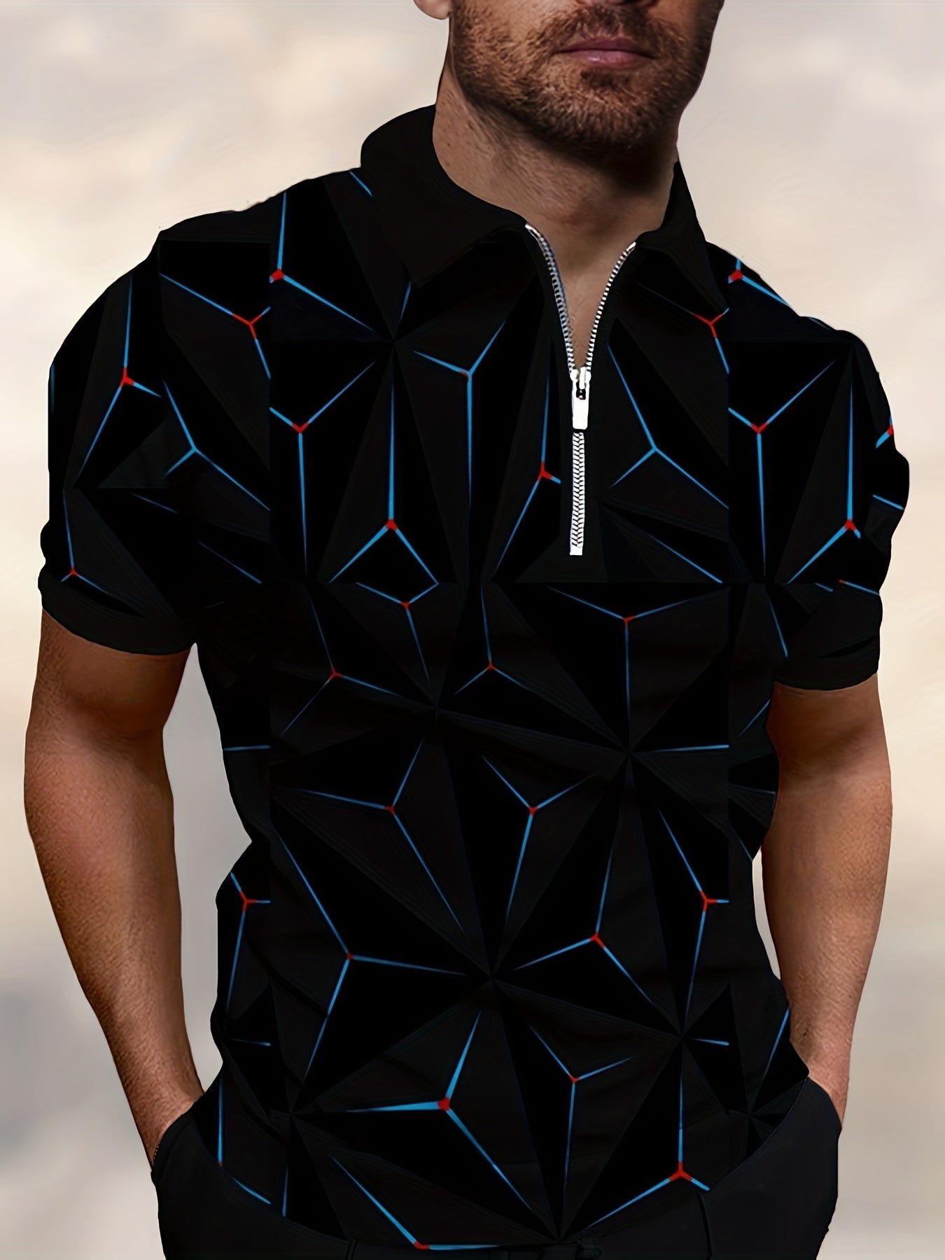 Men's Plaid Shirt Zipper Summer
