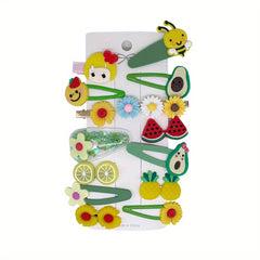 14pcs Girls Colorful Hairpin Flower Cartoon Heart Hair Accessories