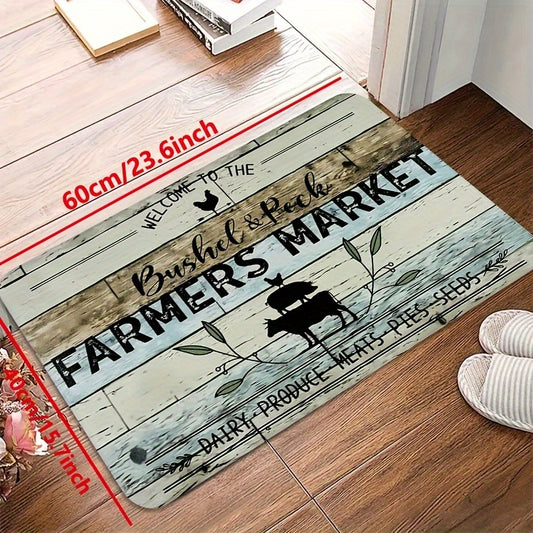 Vintage Kitchen Mat Colorful Wood Grain Pattern Rug Washable Rectangular Carpet