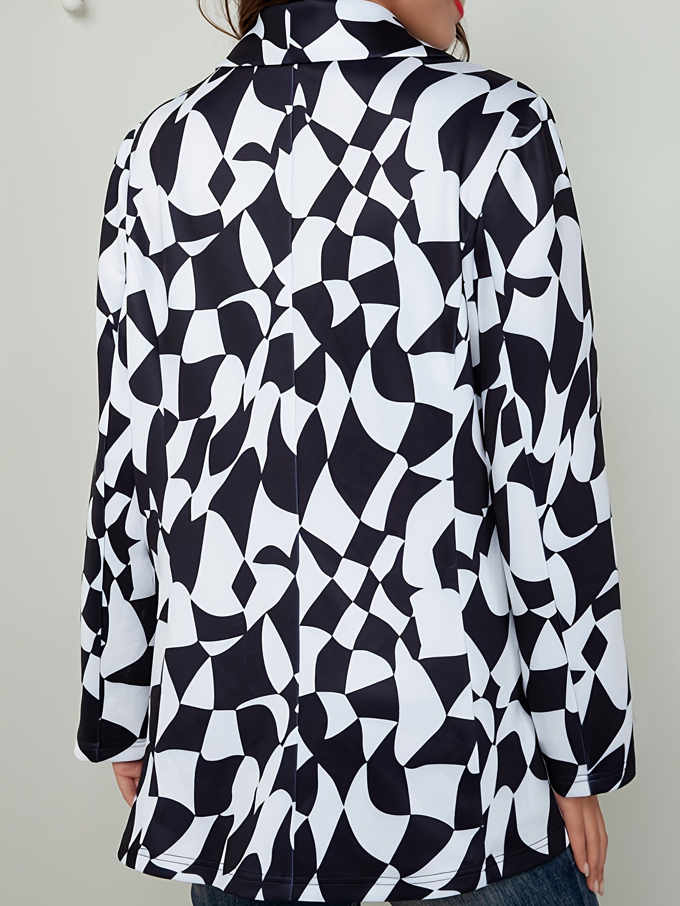 Geometric Print Double Breast Button Blazer