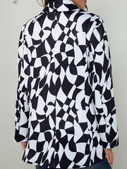 Geometric Print Double Breast Button Blazer