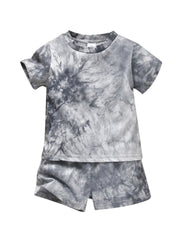 Toddler Tie Dye Short Sleeve Shirt Top Shorts Set