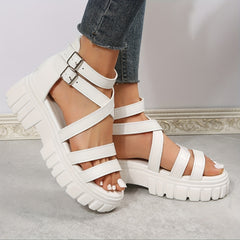 Women's Open Toe Platform Sandals Buckle Summer Sandals