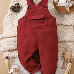 Girls Corduroy Solid Suspender Pants for Winter