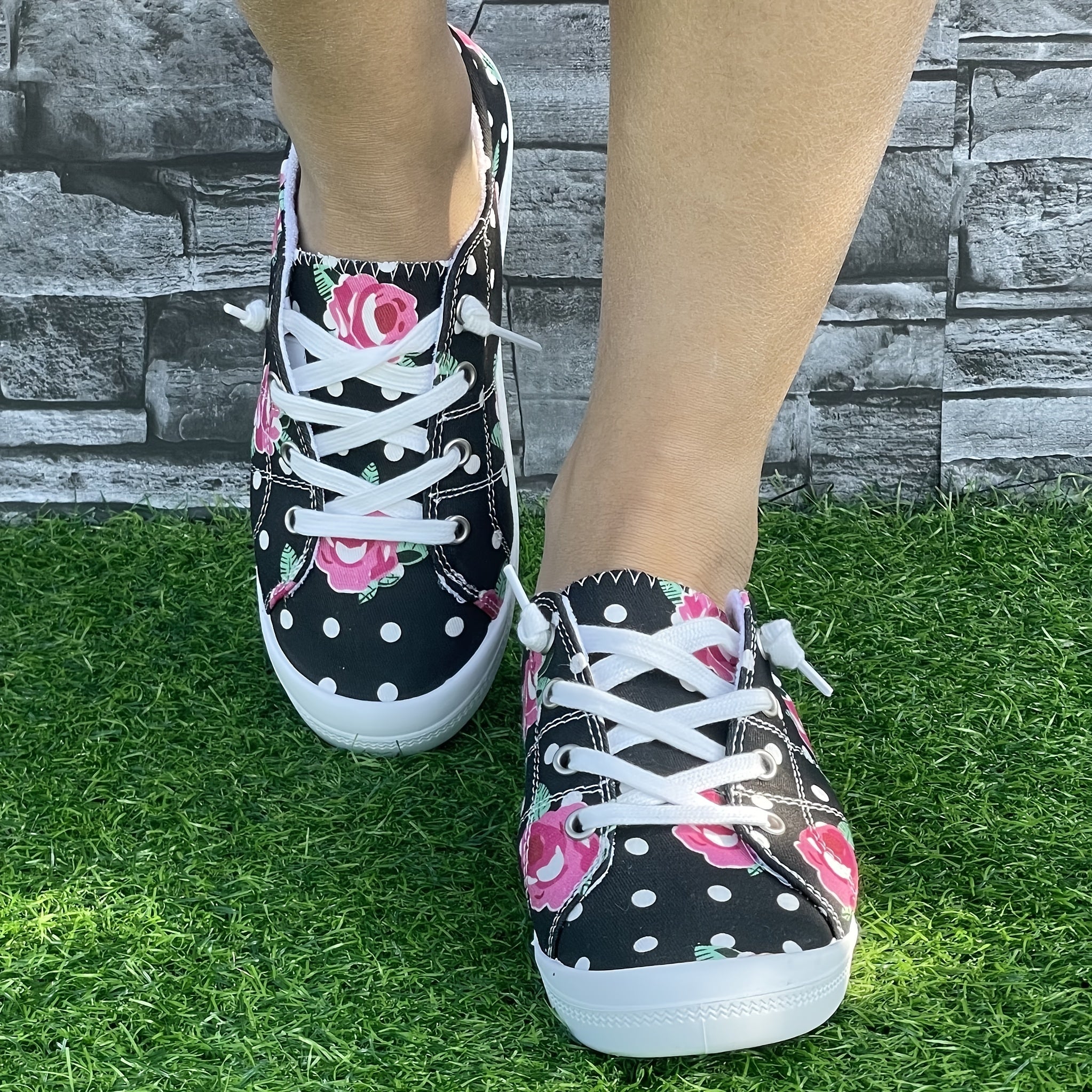 Women's Flower Winter Warm Flat Sneakers Non slip Lace Up Canvas Shoes