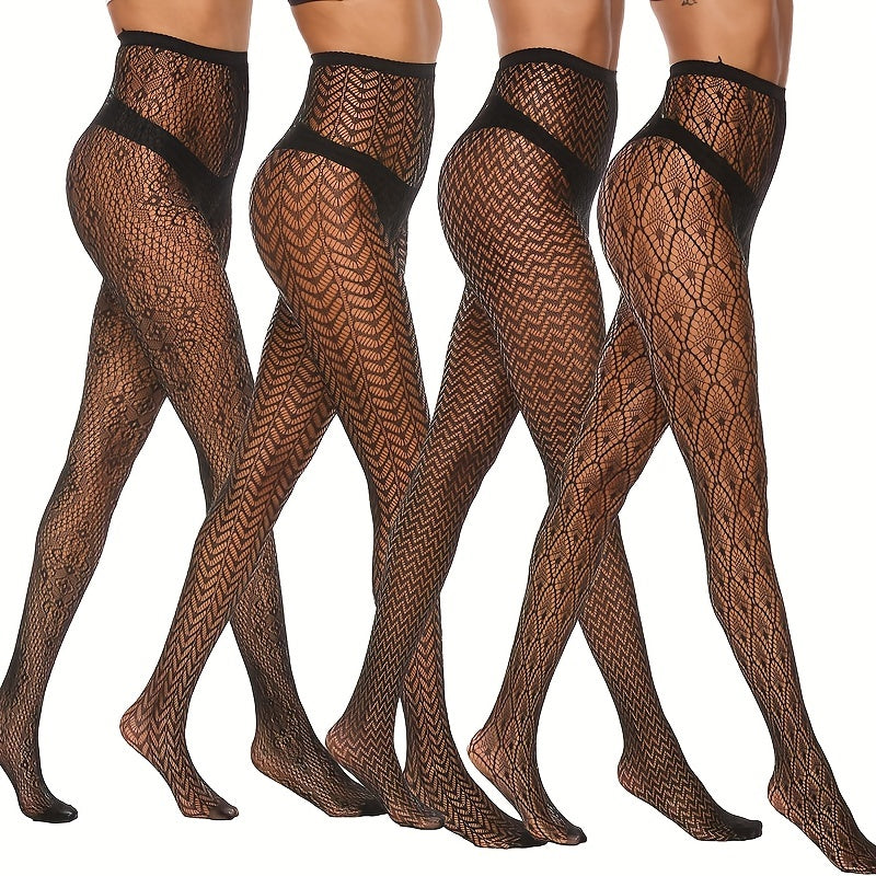Jacquard Fishnet Tights High Waist Pantyhose Women's Stockings