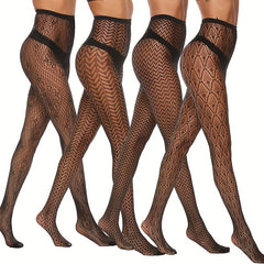 Jacquard Fishnet Tights High Waist Pantyhose Women's Stockings