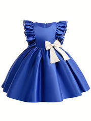 Girls' Formal Dress Bowknot & Beaded Satin Party Flower Girl Dress Tutu Gown