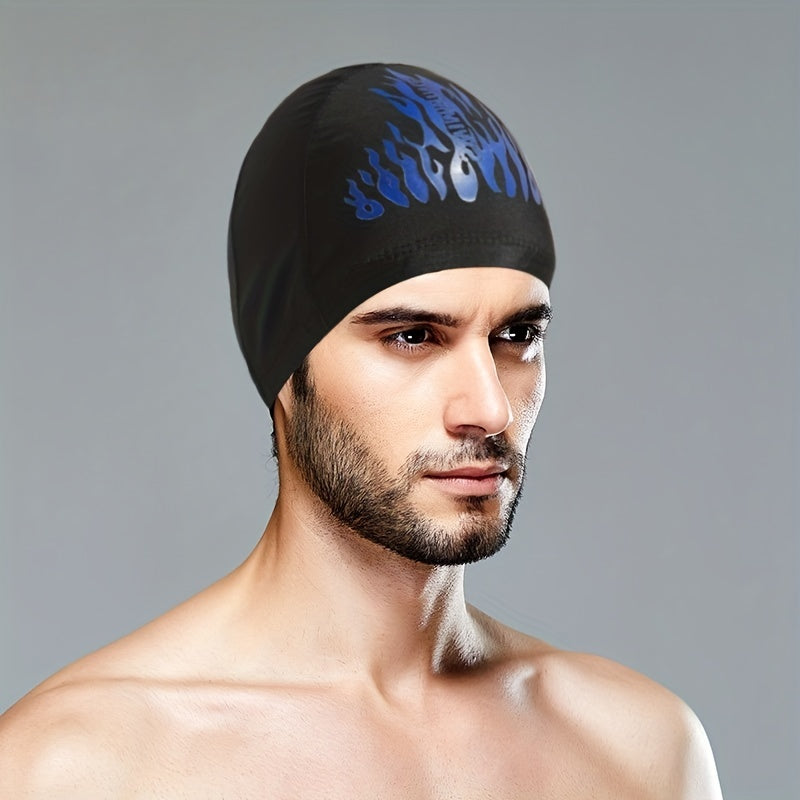 Flame Pattern Swim Cap Elastic Ear Protection