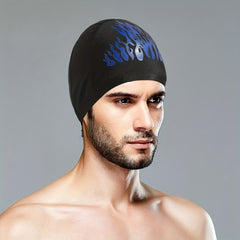 Flame Pattern Swim Cap Elastic Ear Protection