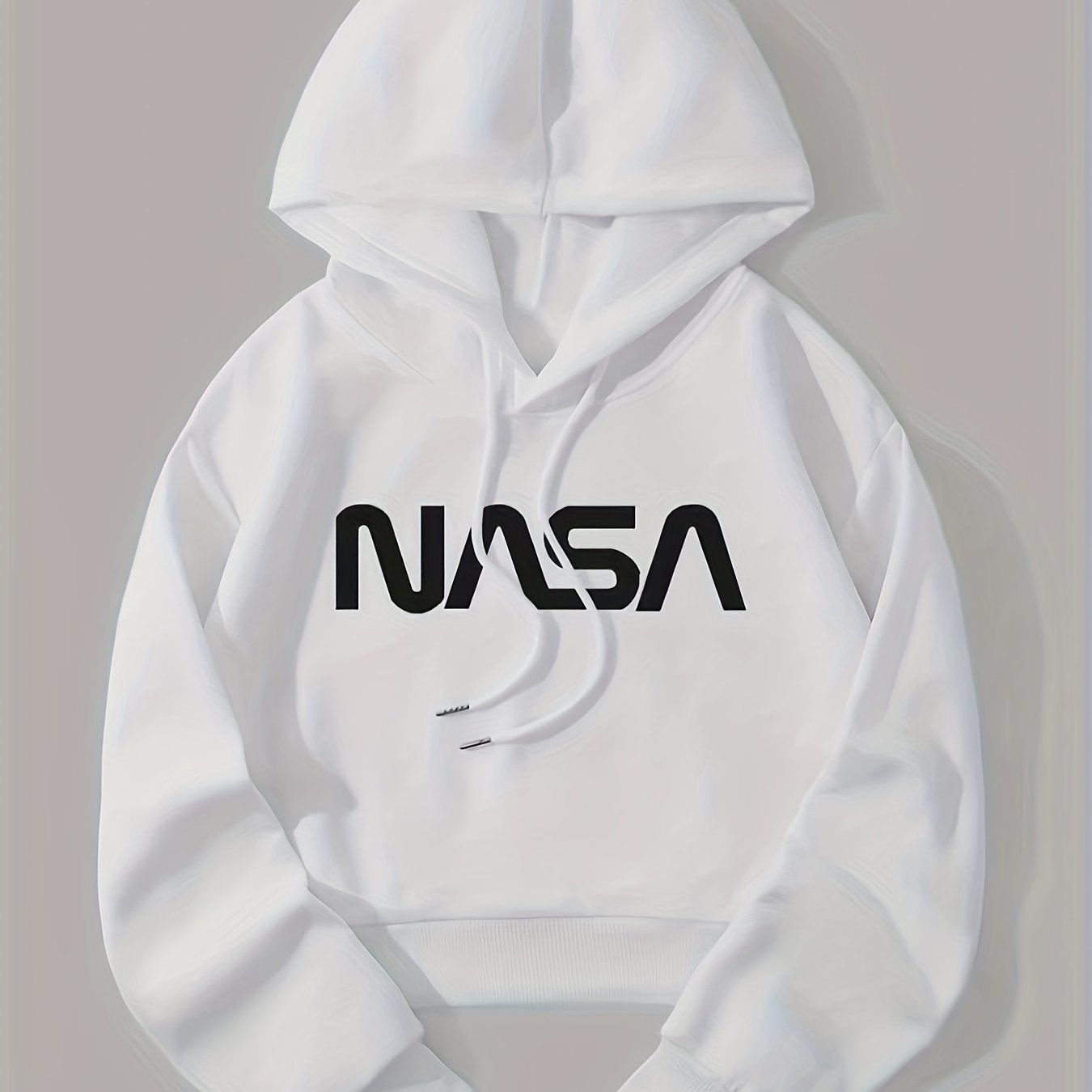 Letter Graphic Drawstring Crop Hoodie Long Sleeve Sweatshirt