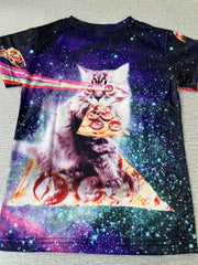 Cute Pizza Cat Kids T Shirt 3D Print Stretchy Tee