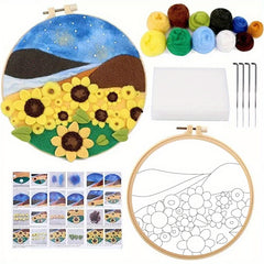 DIY Wool Felting Painting Embroidery Frame Needle Wool Painting Picture 20x20cm