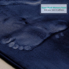 3pc Navy Bathmat Set Non Slip Bathroom Rug Cozy U Shape Mat Toilet Lid Cover Pad