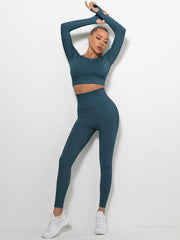 2 Pcs Women's Yoga Set Quick Dry Slim Fitness Workout Gym Outfit