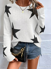 Star Pattern Crew Neck Sweater Women's Clothing
