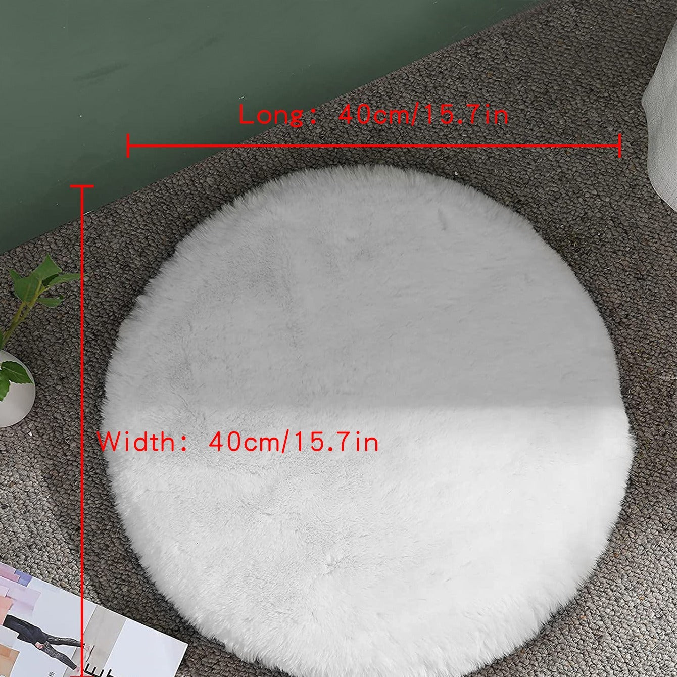 1pc Soft Faux Fur Area Rug 15 7inch Floor Mat for Bedroom Living Room