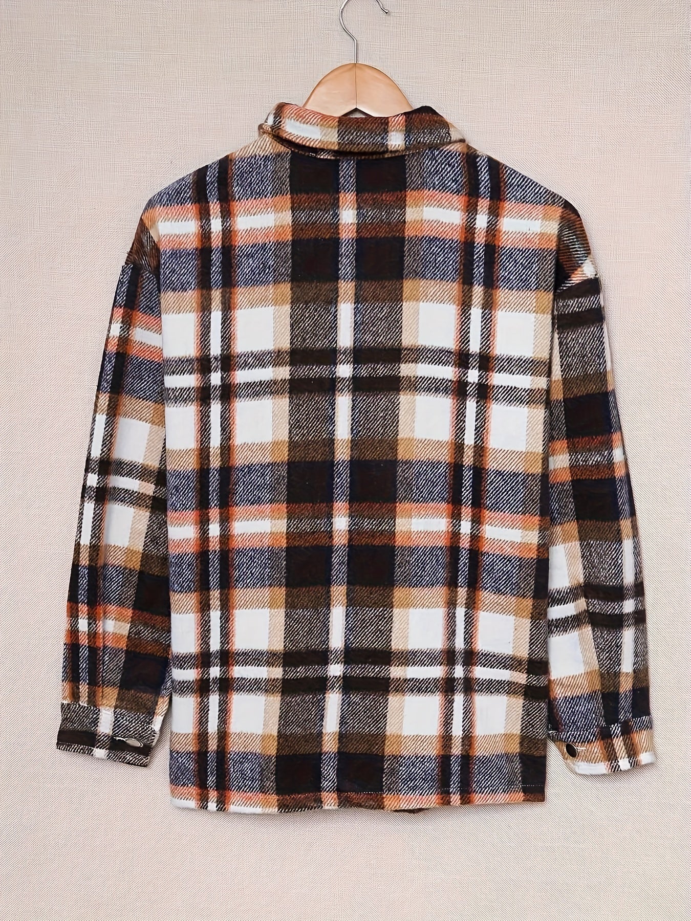 Plaid Print Button Up Long Sleeve Blouse