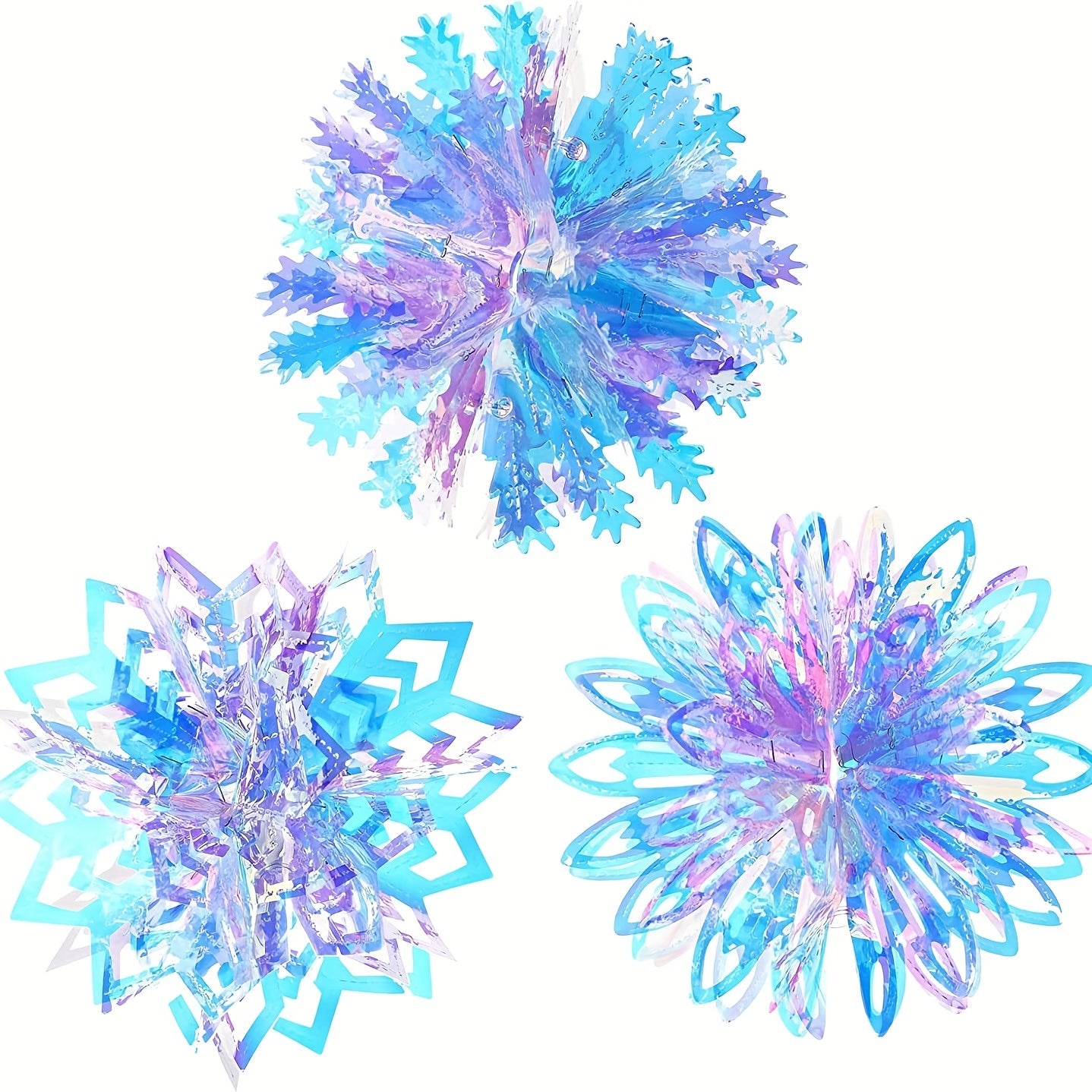 Iridescent Snow Ball Ornament Hanging Decoration Set of 3
