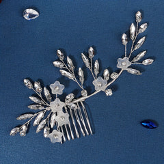 Acrylic Flower & Rhinestone Hair Comb Bridal Wedding Headwear