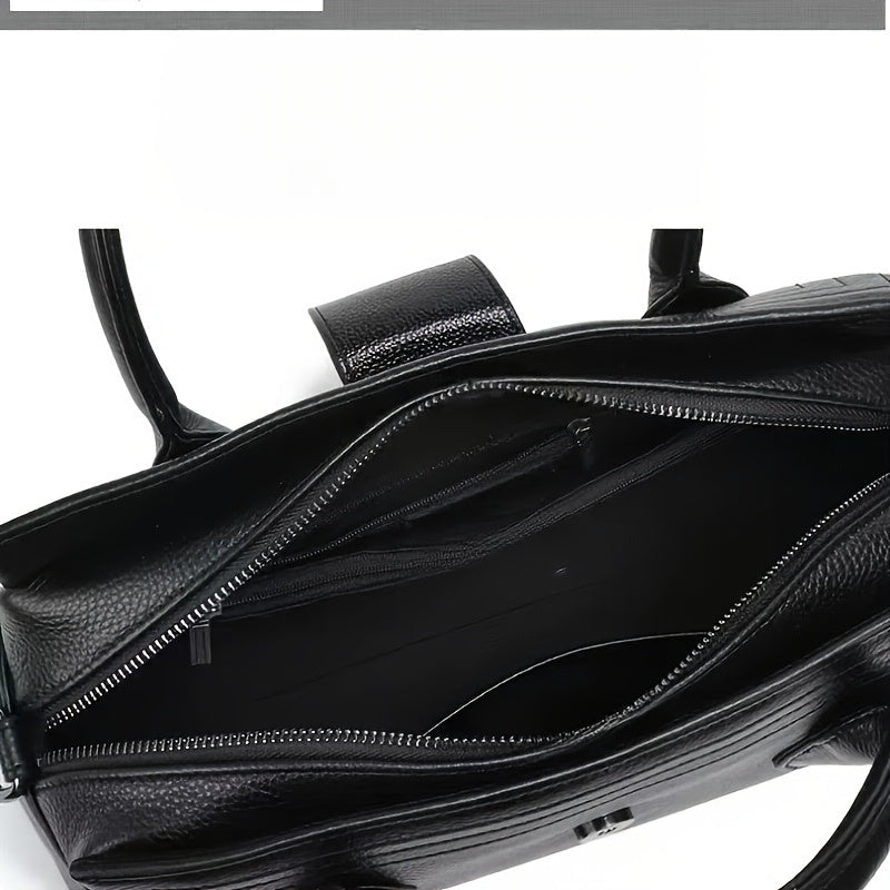 Women's Leather Handbag Solid Zipper Closure Tote