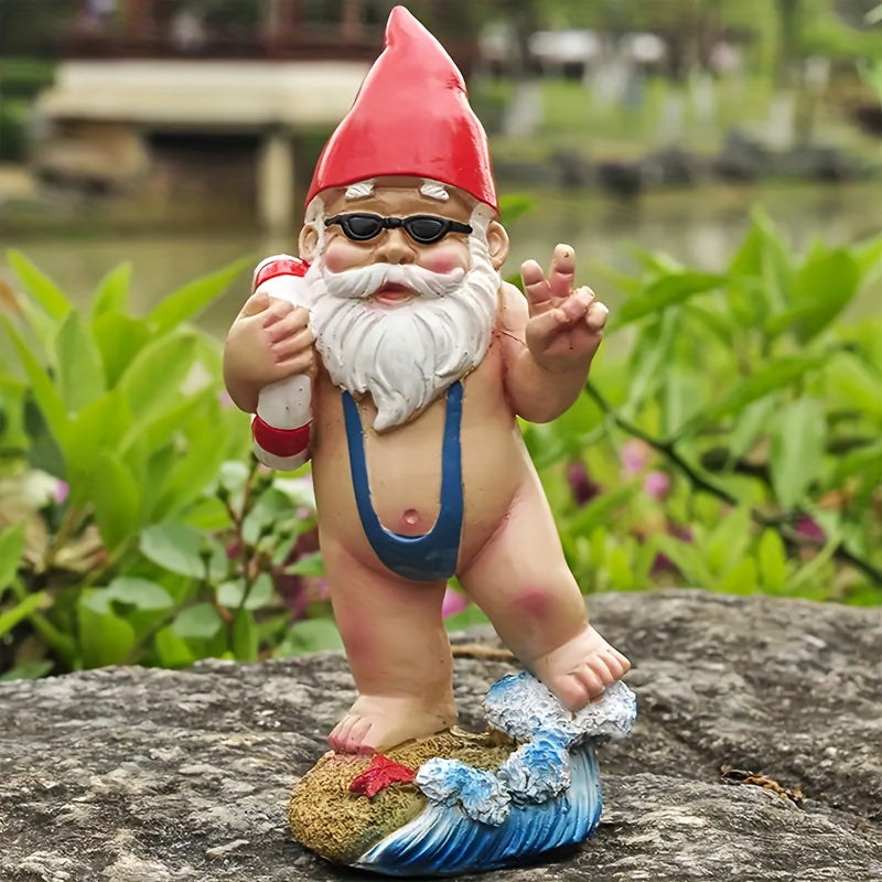 Funny Garden Swimming Ring Gnome Resin Statue Indoor Home Decor Crafts
