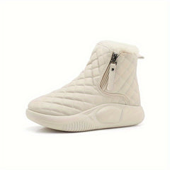 Women's Side Zipper Chunky Snow Boots Plush Lined Thermal Furry Shoes