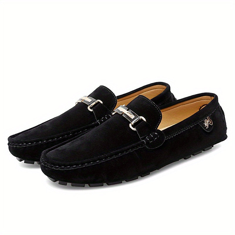 Men's Comfy Non-slip Loafer Moccasins w/ Metallic Decor