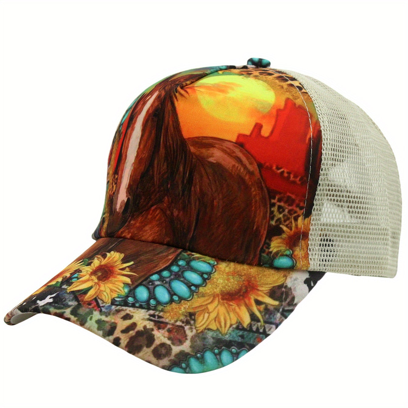 Sunshade Breathable Baseball Cap Multiple Pattern Print Men Women