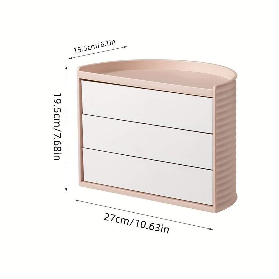 Rotatable Jewelry Storage Box Dustproof Layer for Makeup and Accessories