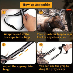 Reflective Deer Drag Rope Non-slip Rubber Strap Adjustable Length