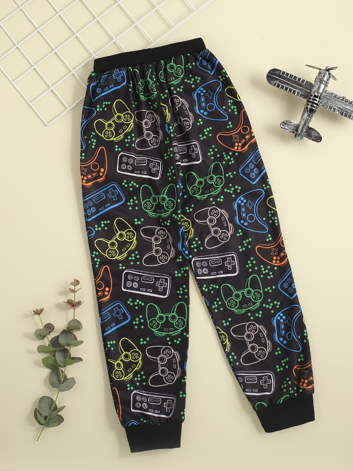 Boys Game Console Jeans Sports Pants Elastic Waist With Pockets