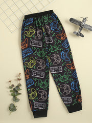 Boys Game Console Jeans Sports Pants Elastic Waist With Pockets