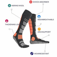 1pair Thermal Socks for Skiing Hiking Snowboarding Climbing