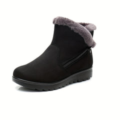 Fur Lined Snow Boots Suede Mid Calf Boots