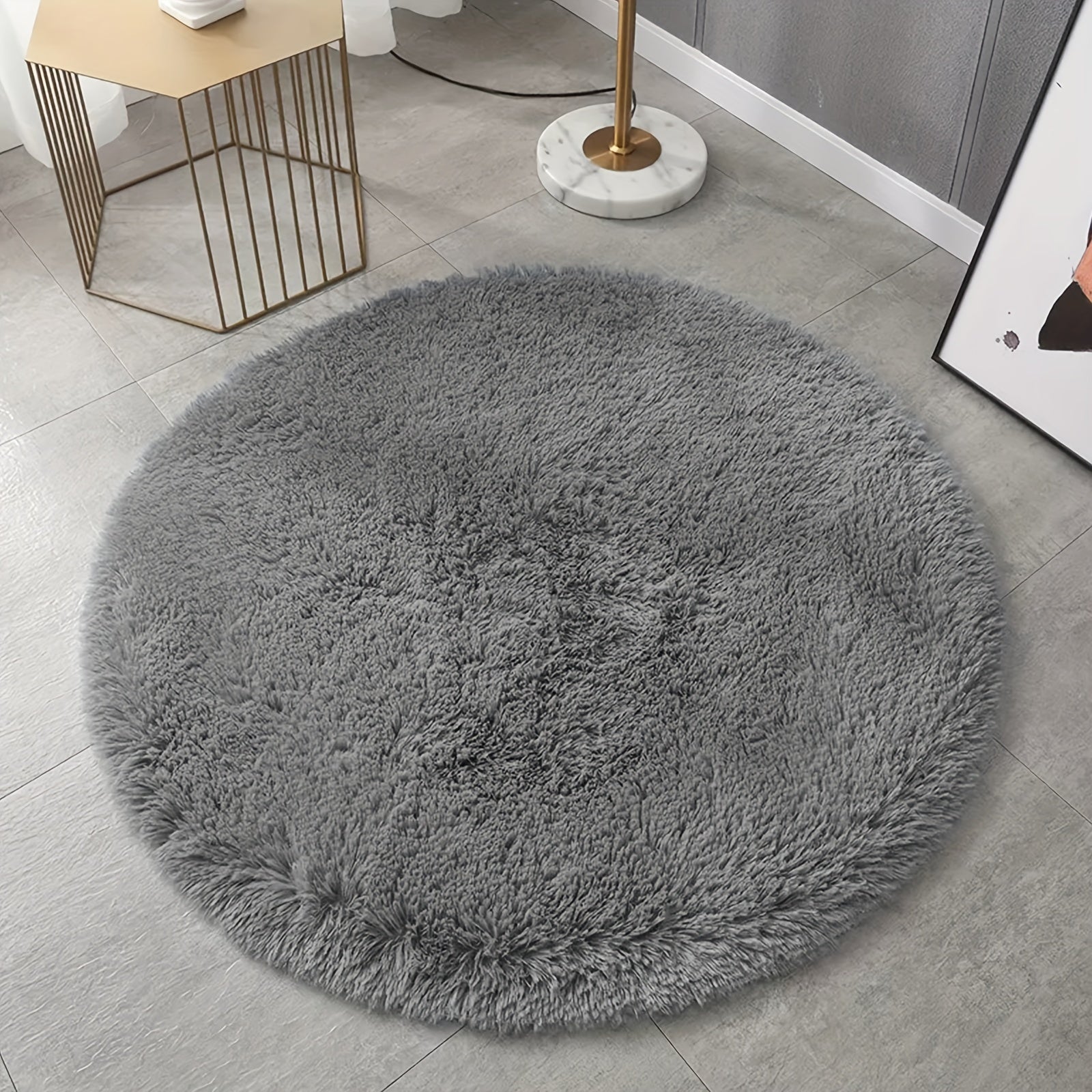 Round Fluffy Bedroom Area Rug Nordic Wool Carpet Living Room Sofa Blanket