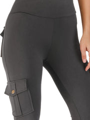 Women Elastic Tight Sports Pants Pocket High Waist Quick-dry Leggings