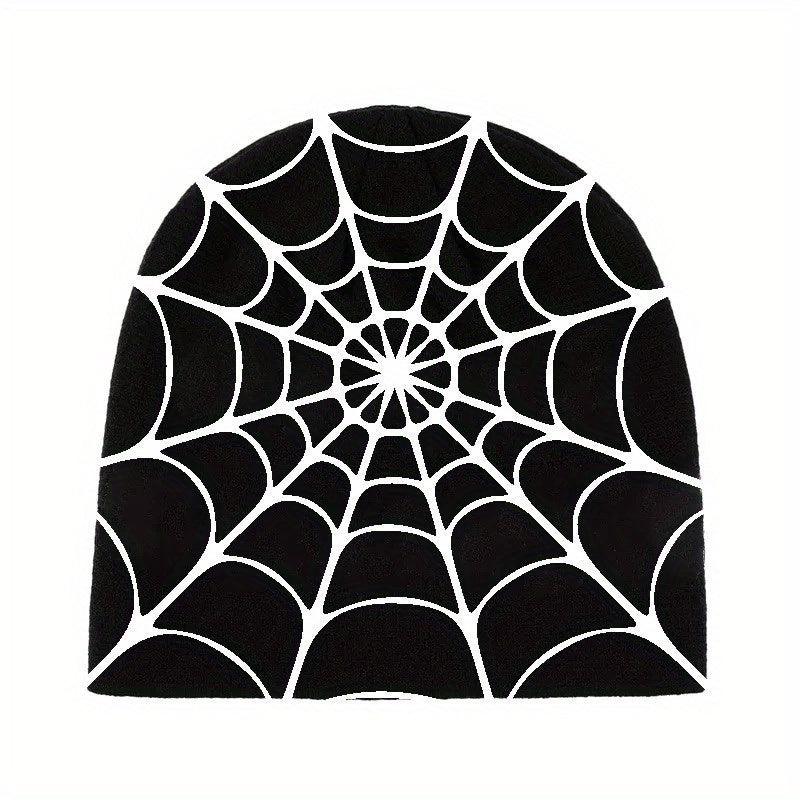 Y2K Gothic Spider Web Pattern Knit Hat For Men Unisex