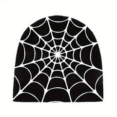 Y2K Gothic Spider Web Pattern Knit Hat For Men Unisex