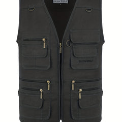 Men's Zipper Pockets Cargo Vest for Outdoor Activities