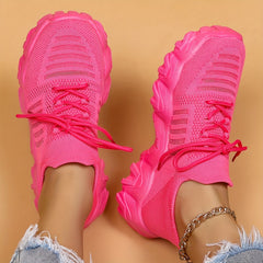 Women's Breathable Mesh Chunky Sneakers Lace Up Running Shoes