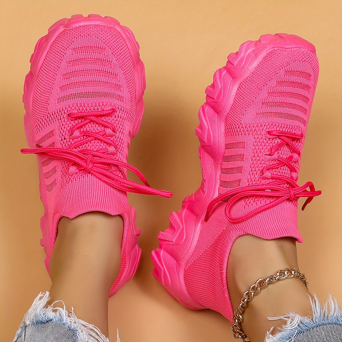 Women's Lightweight Woven Sneakers Breathable Shock Absorbing Running Shoes