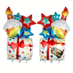 Colorful Birthday Cake Foil Balloons with Candle Shape