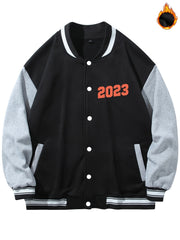 Graphic Print Men's Warm Baseball Jacket