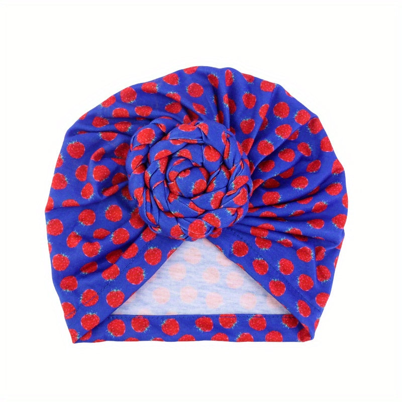 Breathable Knot Printed Flower Kids Turban Hat For Newborn Infant