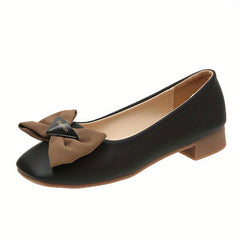 Stylish Bowknot Decor Flats, Slip-On Square Toe Dress Shoes