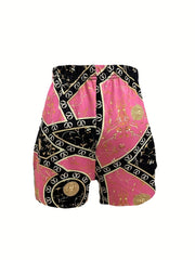 90's Baby Print Two Piece Outfit Casual T Shirt & Random Print Shorts