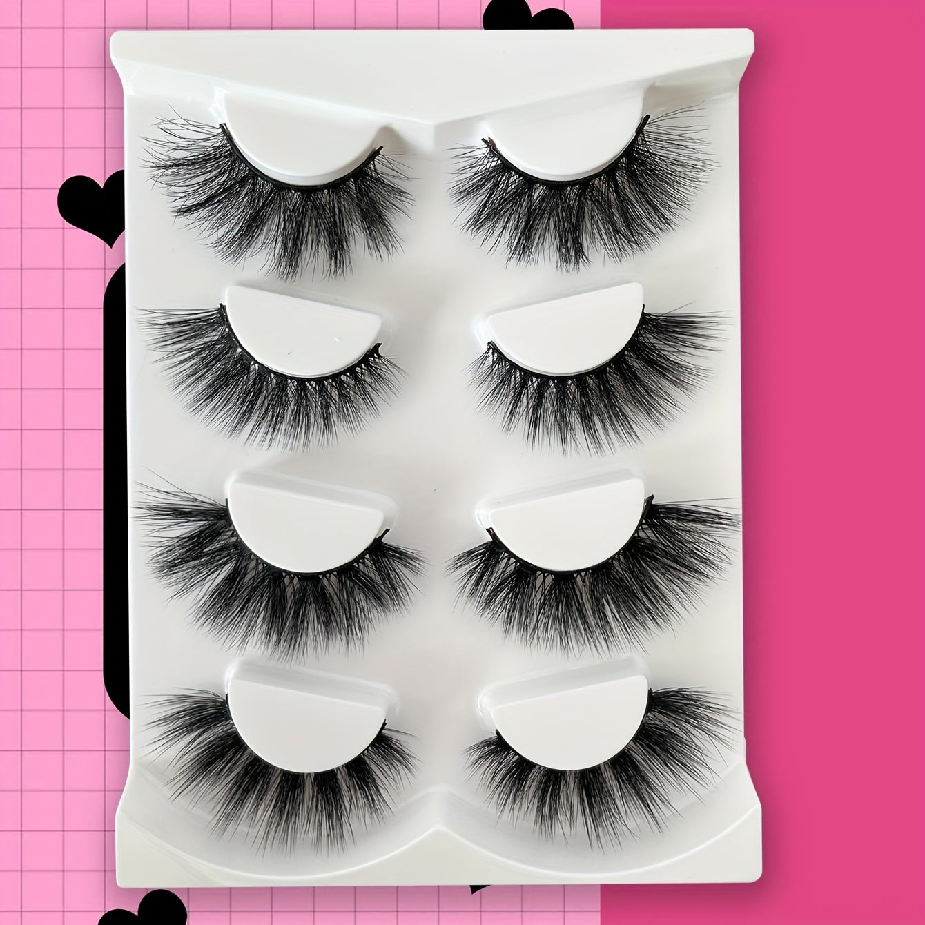 4 Pairs Full Strip False Eyelashes for Daily Use