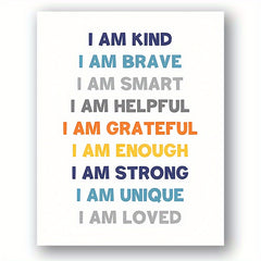 Nursery Decor Affirmations Print I Am Kind I Am Brave Inspirational Quote