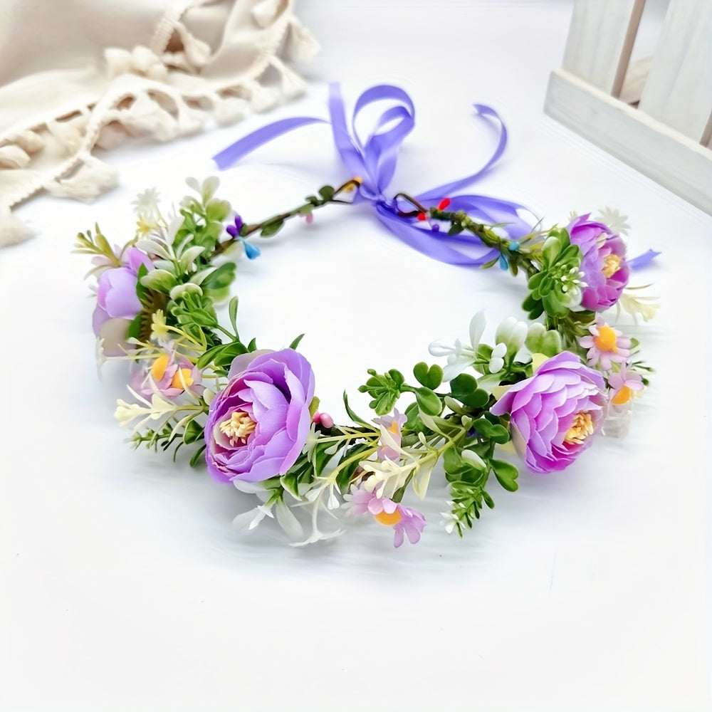 Bohemian Flower Crown Headpiece for Wedding Party